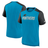 Carolina Panthers Color Block Team Name T-Shirt - Heathered Blue/Heathered Black T-shirts