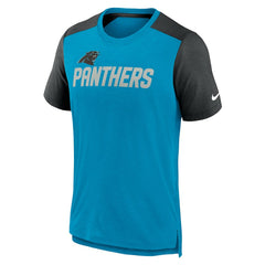 Carolina Panthers Color Block Team Name T-Shirt - Heathered Blue/Heathered Black T-shirts