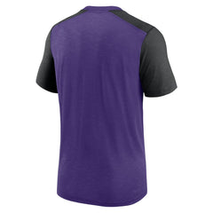 Minnesota Vikings Color Block Team Name T-Shirt - Heathered Purple/Heathered Black T-shirts