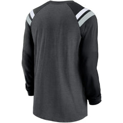 Las Vegas Raiders Tri-Blend Raglan Athletic Long Sleeve Fashion T-Shirt - Heathered Charcoal/Black T-shirts