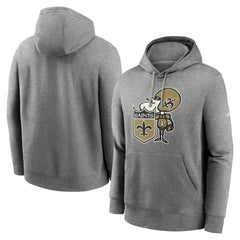 New Orleans Saints Rewind Club Fleece Pullover Hoodie - Heathered Gray Hoodies
