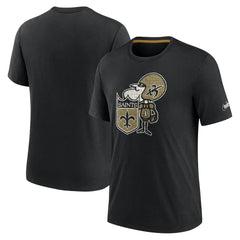New Orleans Saints Rewind Playback Logo Tri-Blend T-Shirt - Black T-shirts