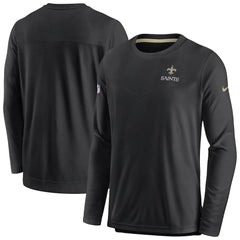 New Orleans Saints Sideline Lockup Performance Pullover Sweatshirt - Black Pullover