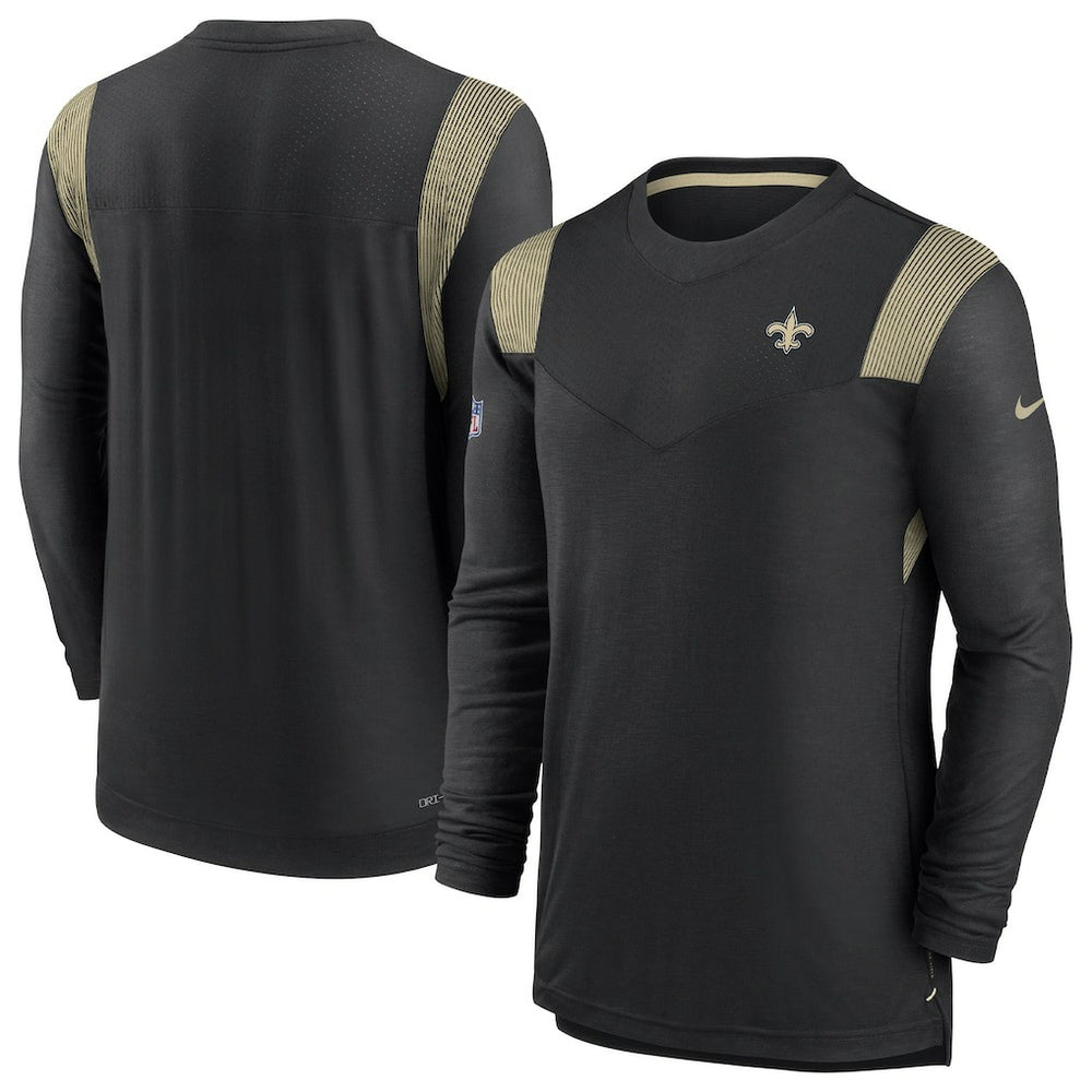 New Orleans Saints Sideline Tonal Logo Performance Player Long Sleeve T-Shirt - Black T-shirts