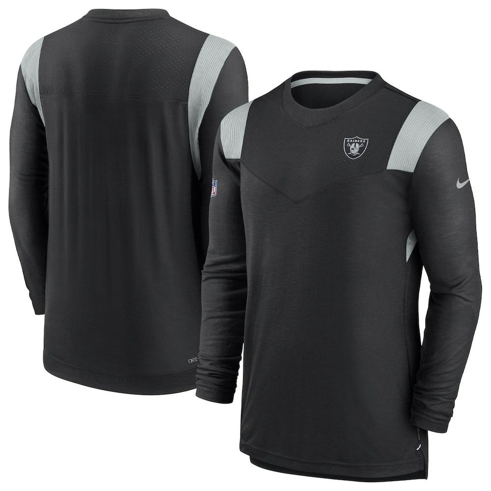 Las Vegas Raiders Sideline Tonal Logo Performance Player Long Sleeve T-Shirt - Black T-shirts