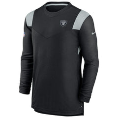 Las Vegas Raiders Sideline Tonal Logo Performance Player Long Sleeve T-Shirt - Black T-shirts