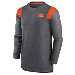 Cleveland Browns Sideline Tonal Logo Performance Player Long Sleeve T-Shirt - Charcoal T-shirts