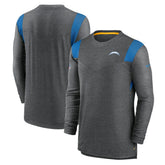 Los Angeles Chargers Sideline Tonal Logo Performance Player Long Sleeve T-Shirt - Charcoal T-shirts