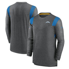 Los Angeles Chargers Sideline Tonal Logo Performance Player Long Sleeve T-Shirt - Charcoal T-shirts