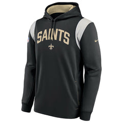 New Orleans Saints Sideline Athletic Stack Performance Pullover Hoodie - Black Hoodies