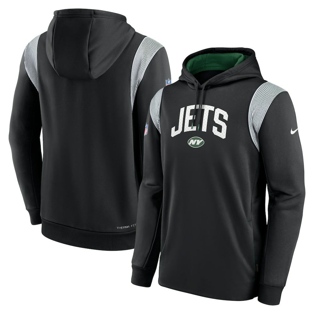 New York Jets Sideline Athletic Stack Performance Pullover Hoodie - Black Hoodies