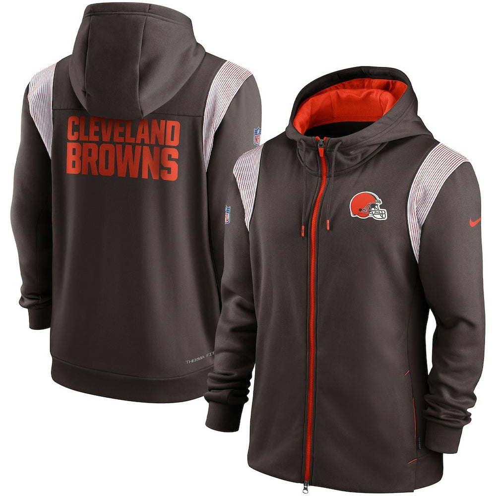 Cleveland Browns Performance Sideline Lockup Full-Zip Hoodie - Brown Hoodies