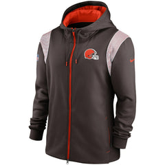 Cleveland Browns Performance Sideline Lockup Full-Zip Hoodie - Brown Hoodies