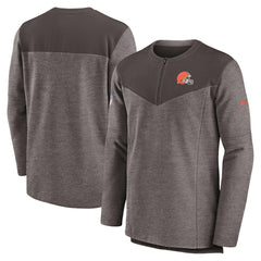 Cleveland Browns Sideline Lockup Performance Quarter-Zip Top - Brown Tops