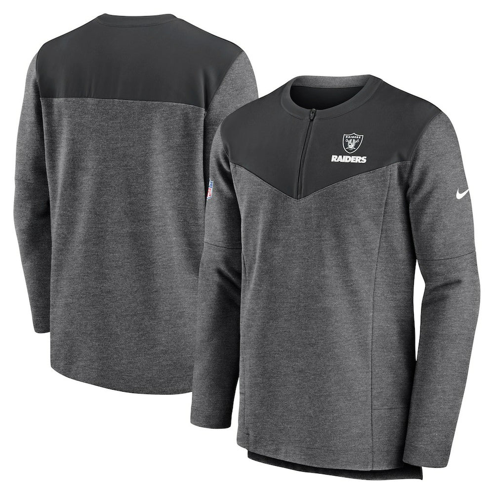 Las Vegas Raiders Sideline Lockup Performance Quarter-Zip Top - Charcoal Tops