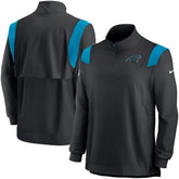 Carolina Panthers Sideline Coach Chevron Lockup Quarter-Zip Long Sleeve Top - Black Tops