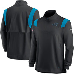 Carolina Panthers Sideline Coach Chevron Lockup Quarter-Zip Long Sleeve Top - Black Tops