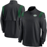 New York Jets Sideline Coach Chevron Lockup Quarter-Zip Long Sleeve Top - Black Tops