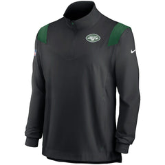 New York Jets Sideline Coach Chevron Lockup Quarter-Zip Long Sleeve Top - Black Tops