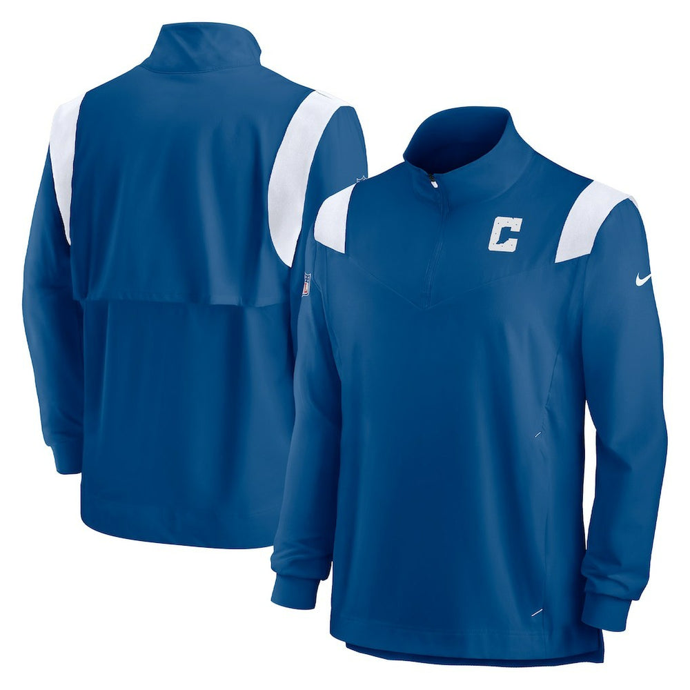 Indianapolis Colts Sideline Coach Chevron Lockup Quarter-Zip Long Sleeve Top - Royal Tops
