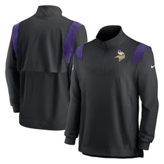 Minnesota Vikings Sideline Coach Chevron Lockup Quarter-Zip Long Sleeve Top - Black Tops