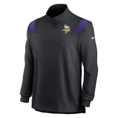 Minnesota Vikings Sideline Coach Chevron Lockup Quarter-Zip Long Sleeve Top - Black Tops