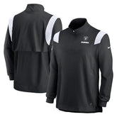 Las Vegas Raiders Sideline Coach Chevron Lockup Quarter-Zip Long Sleeve Top - Black Tops