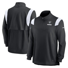 Las Vegas Raiders Sideline Coach Chevron Lockup Quarter-Zip Long Sleeve Top - Black Tops