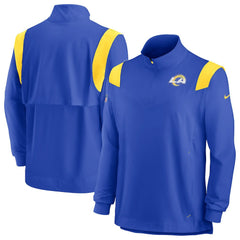 Los Angeles Rams Sideline Coach Chevron Lockup Quarter-Zip Long Sleeve Top - Royal Tops