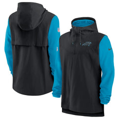 Carolina Panthers Sideline Player Quarter-Zip Hoodie - Black/Blue Hoodies