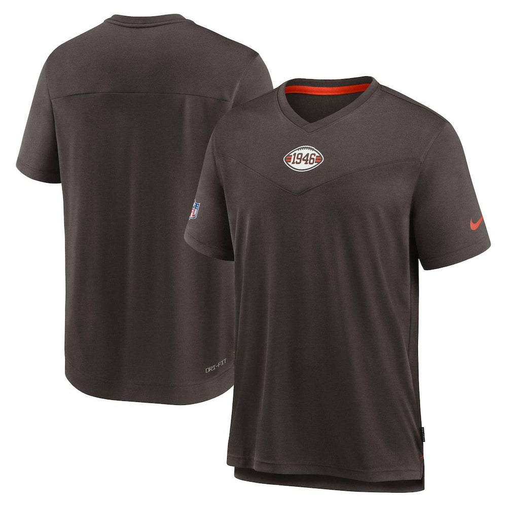 Cleveland Browns Sideline Coaches Vintage Chevron Performance V-Neck T-Shirt - Brown T-shirts
