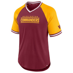 Washington Commanders Second Wind Raglan V-Neck T-Shirt - Burgundy/Gold T-shirts