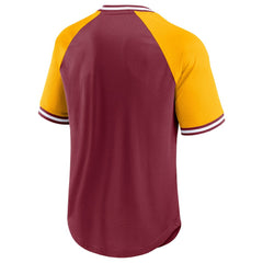Washington Commanders Second Wind Raglan V-Neck T-Shirt - Burgundy/Gold T-shirts