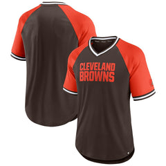 Cleveland Browns Second Wind Raglan V-Neck T-Shirt - Brown/Orange T-shirts