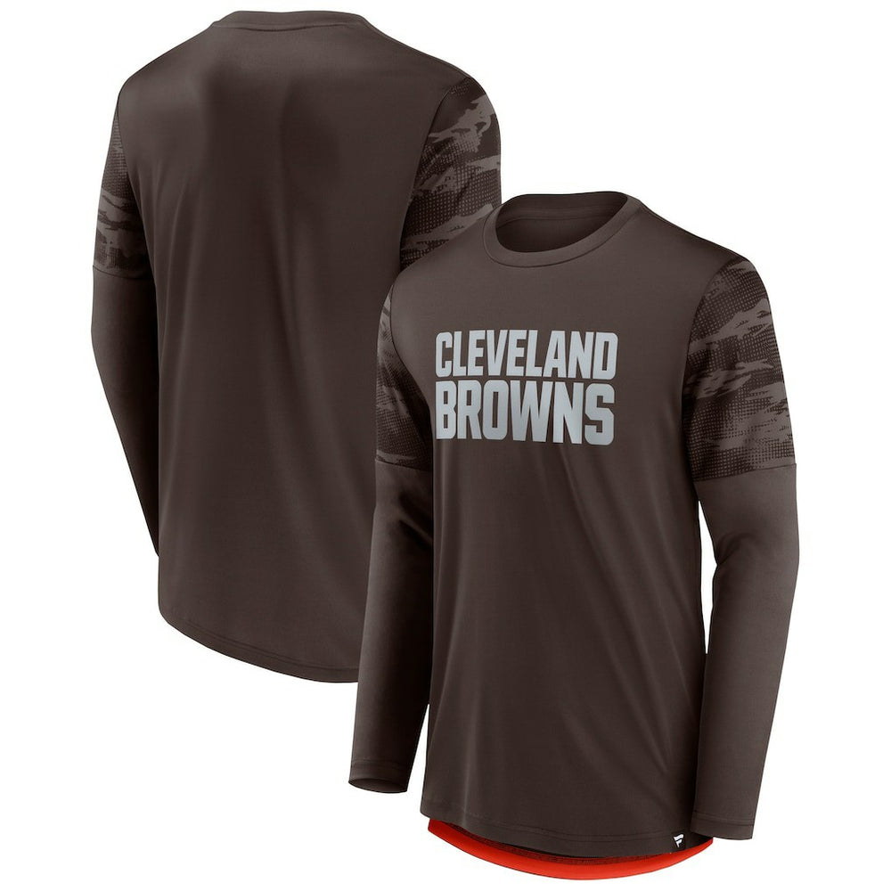 Cleveland Browns Square Off Long Sleeve T-Shirt - Brown/Orange T-shirts