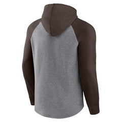 Cleveland Browns By Design Raglan Pullover Hoodie - Heathered Gray/Brown Hoodies