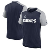 Dallas Cowboys Color Block Team Name T-Shirt - Heathered Navy/Heathered Gray T-shirts