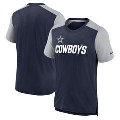 Dallas Cowboys Color Block Team Name T-Shirt - Heathered Navy/Heathered Gray T-shirts