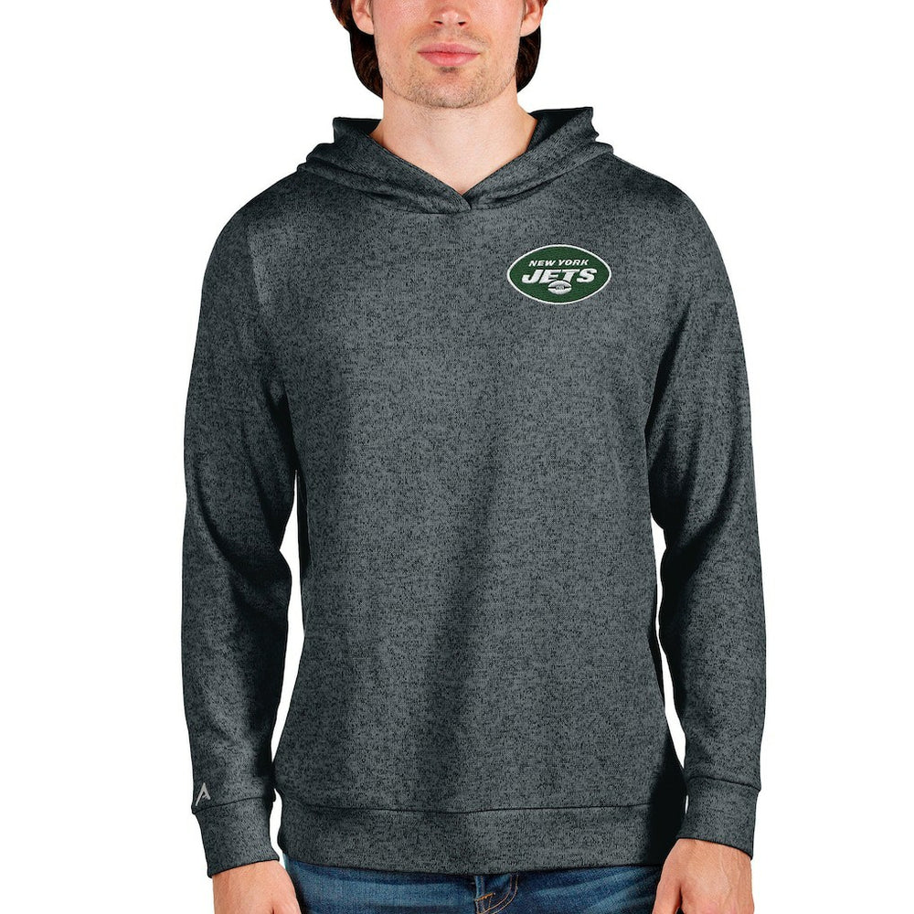 New York Jets Antigua Absolute Pullover Hoodie - Heathered Charcoal Hoodies
