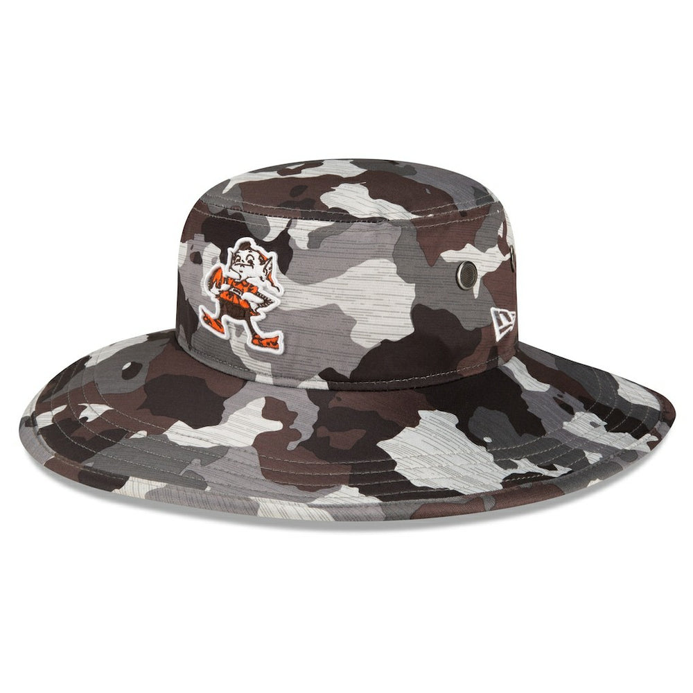 Cleveland Browns New Era 2022 NFL Training Camp Historic Logo Panama Bucket Hat - Camo Hats