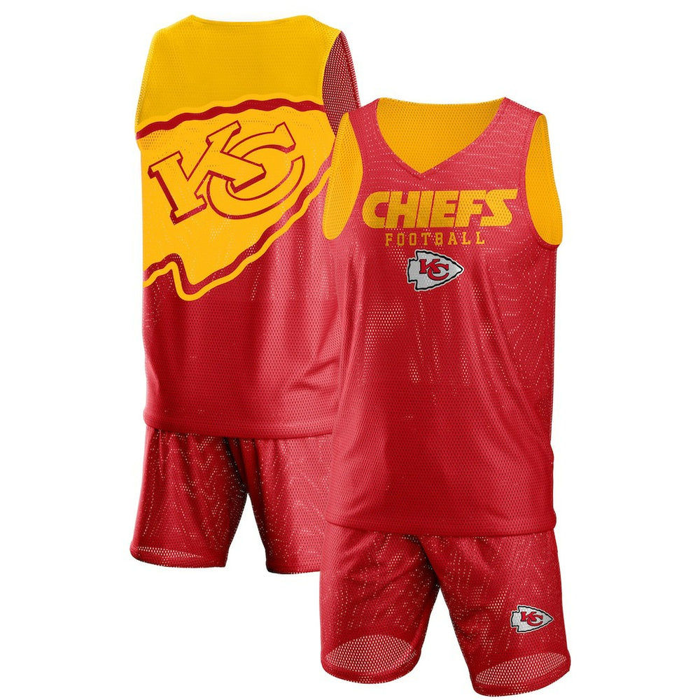 Kansas City Chiefs FOCO Colorblock Mesh V-Neck & Shorts Set - Red Shorts