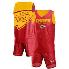 Kansas City Chiefs FOCO Colorblock Mesh V-Neck & Shorts Set - Red Shorts