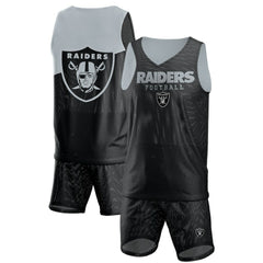 Las Vegas Raiders FOCO Colorblock Mesh V-Neck & Shorts Set - Black Shorts