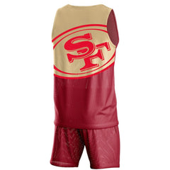 San Francisco 49ers FOCO Colorblock Mesh V-Neck & Shorts Set - Scarlet Shorts