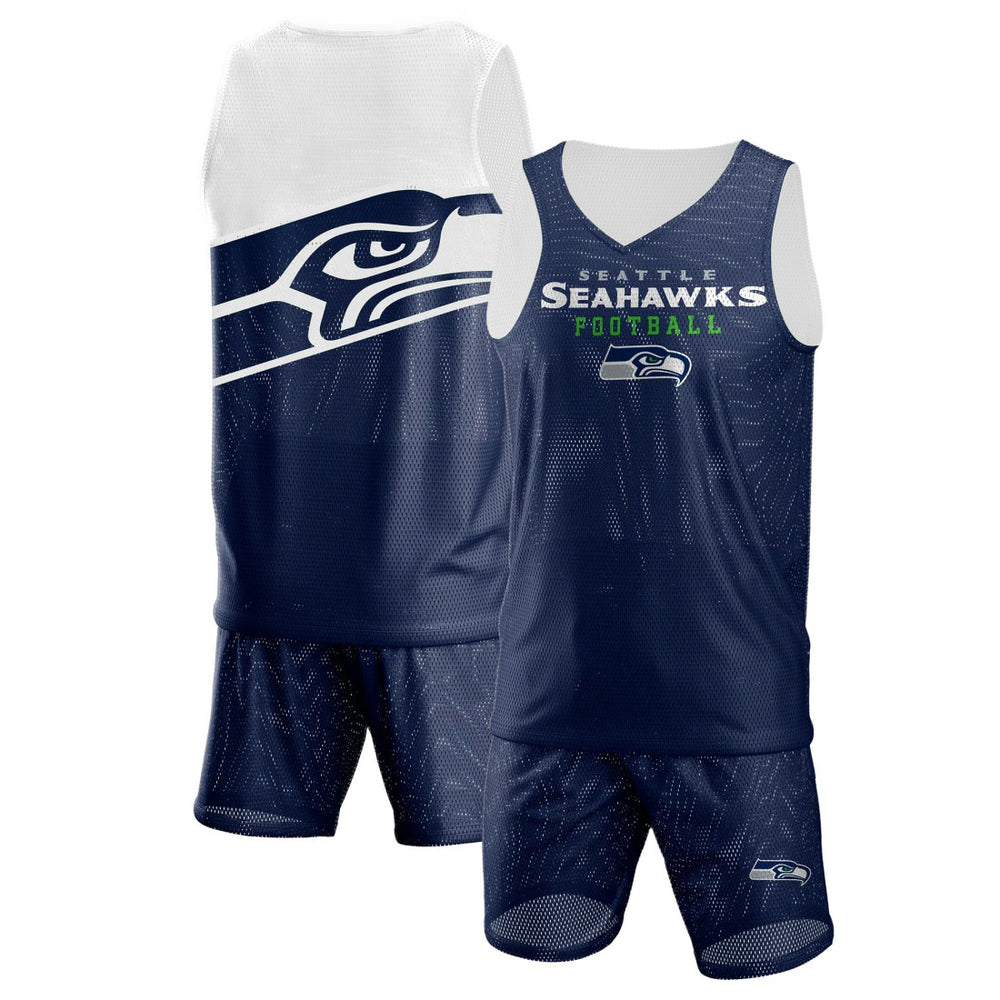 Seattle Seahawks FOCO Colorblock Mesh V-Neck & Shorts Set - College Navy Shorts