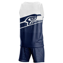 Seattle Seahawks FOCO Colorblock Mesh V-Neck & Shorts Set - College Navy Shorts