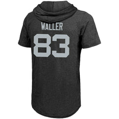 Darren Waller Las Vegas Raiders Majestic Threads Player Name & Number Tri-Blend Hoodie T-Shirt - Black Hoodies