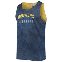 Milwaukee Brewers FOCO Floral Reversible Mesh Tank Top - Navy/Gold Tanks