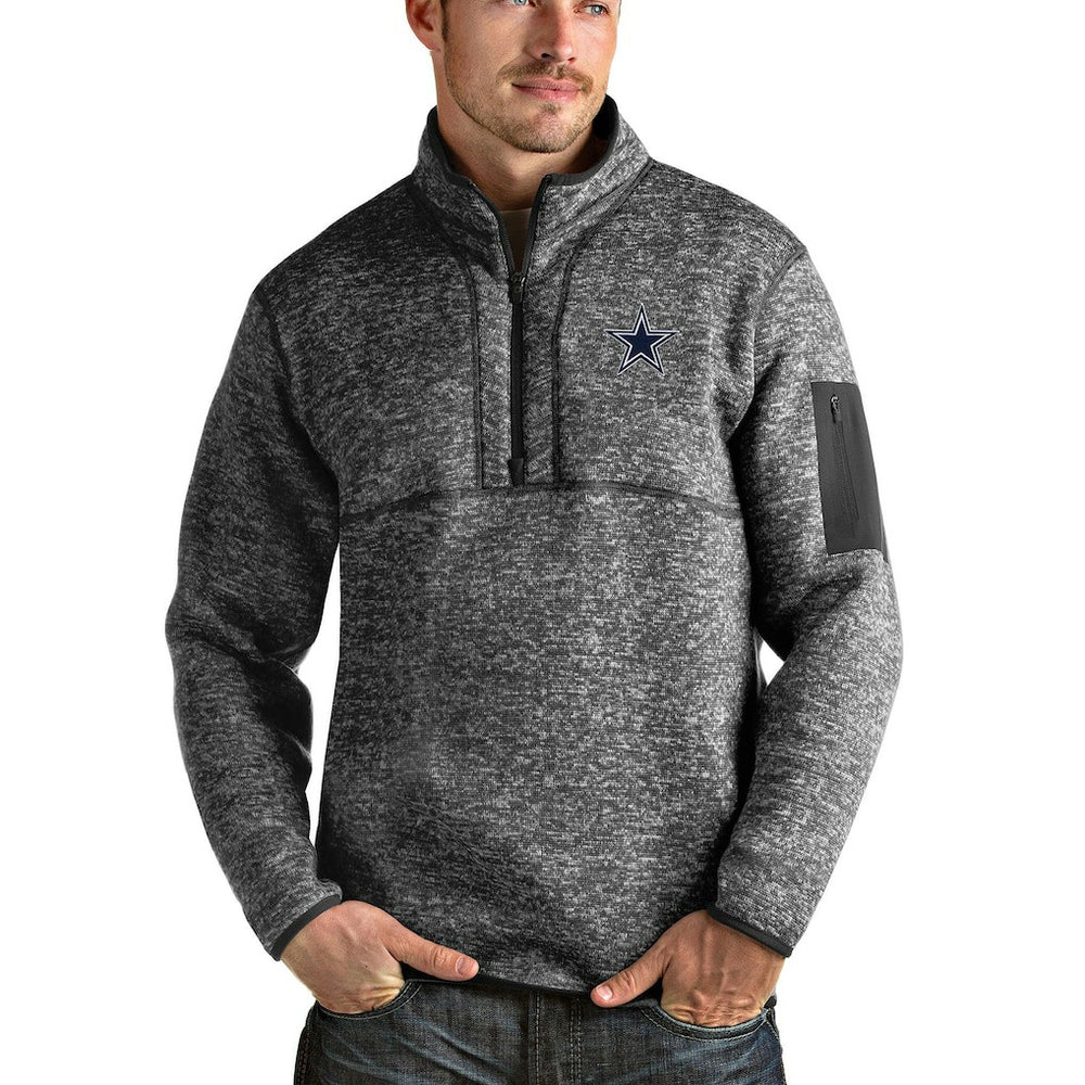 Dallas Cowboys Antigua Fortune Quarter-Zip Pullover Jacket - Heathered Charcoal Pullover