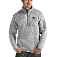 Dallas Cowboys Antigua Fortune Quarter-Zip Pullover Jacket - Heathered Gray Pullover